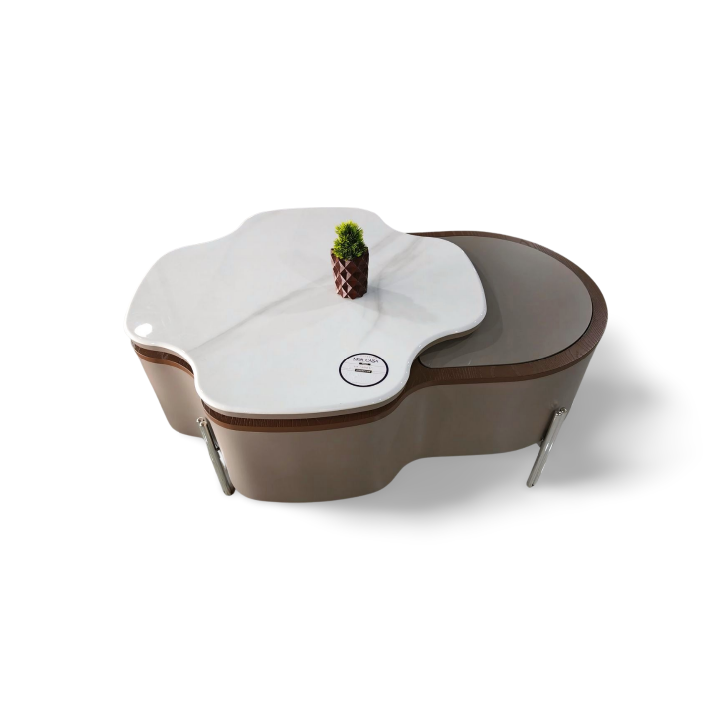 MGR ARTIFICIAL MARBLE TOP  ENGINEERING WOOD BASE ROTATING TOP WITH HYDROLIC STORAGE CENTER TABLE