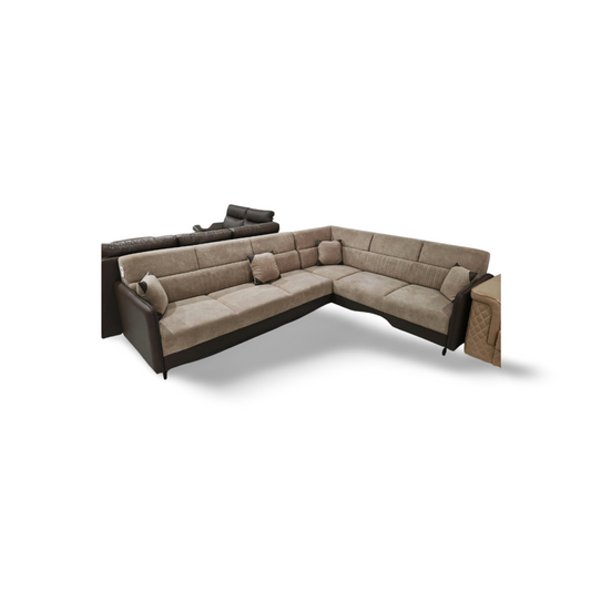 MGR SLIM HANDLE  JUTE FABRIC ELEGENT , WOODEN FRAME L SHAPE SOFA