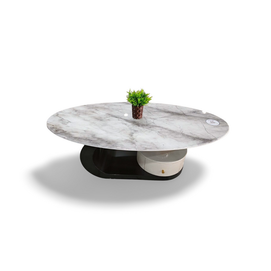 MGR MARBLE TOP, METAL BASE WITH DRAWER, CENTER TABLE