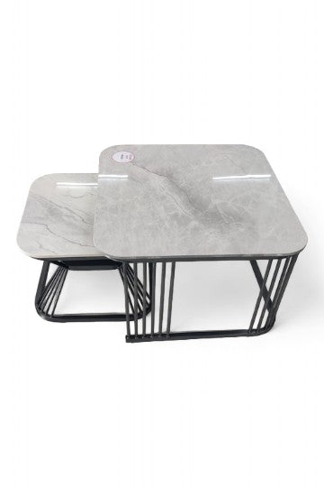 MGR New Square Ceramic Top Center Table In Grey Colour