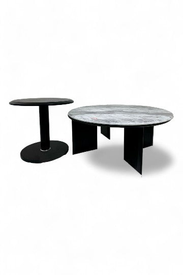 MGR New Wooden Marble Top Center Table In Light Grey Colour