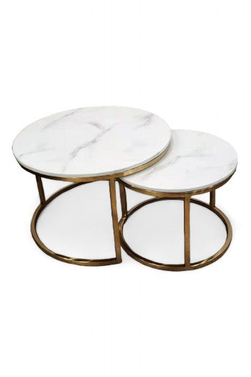 MGR New Marble Top SS Coted Center Table In Gold Colour