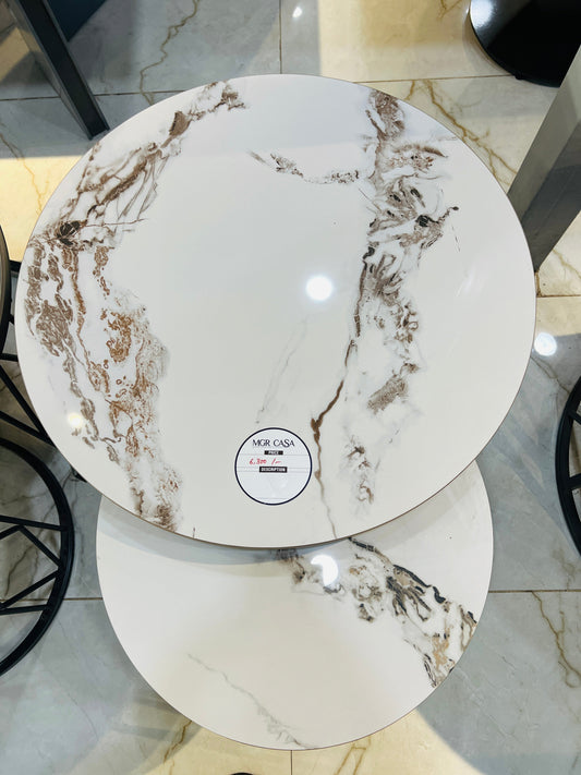 MGR CASA – Round Cream Ceramic Center Table Set with Modern Elegant Design MGRCASA