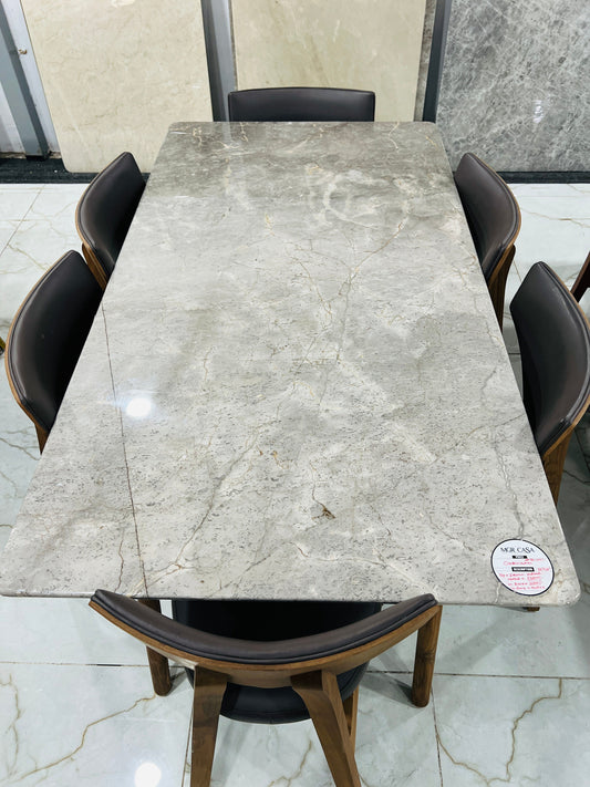 MGR CASA – Premium Gray Natural Marble Dining Set MGRCASA