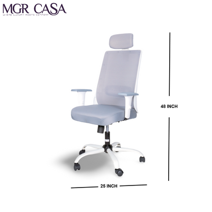 MGR HILITE WHITE HIGH BACK MESH OFFICE CHAIR
