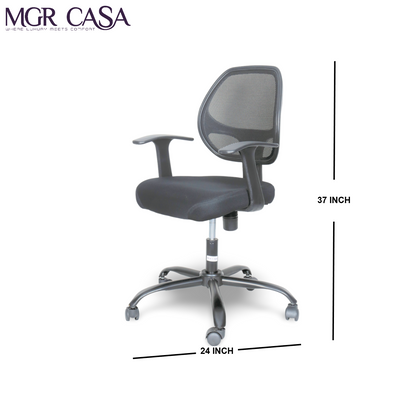 MGR 803 BLACK MID-BACK MESH OFFICE CHAIR