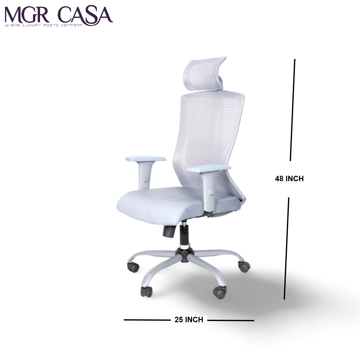 MGR EAFFILE GREY HIGH BACK MESH OFFICE CHAIR