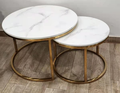 MGR New Marble Top SS Coted Center Table In Gold Colour