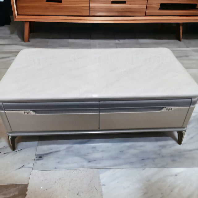 MGR marble Top Four Drawer Center Table In Grey Colour