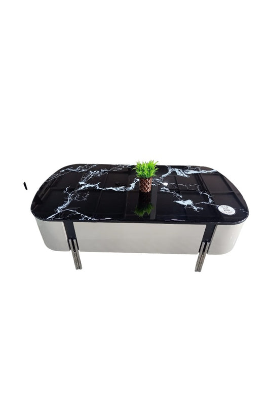 MGR New Center Table With Marble Top in Black Colour