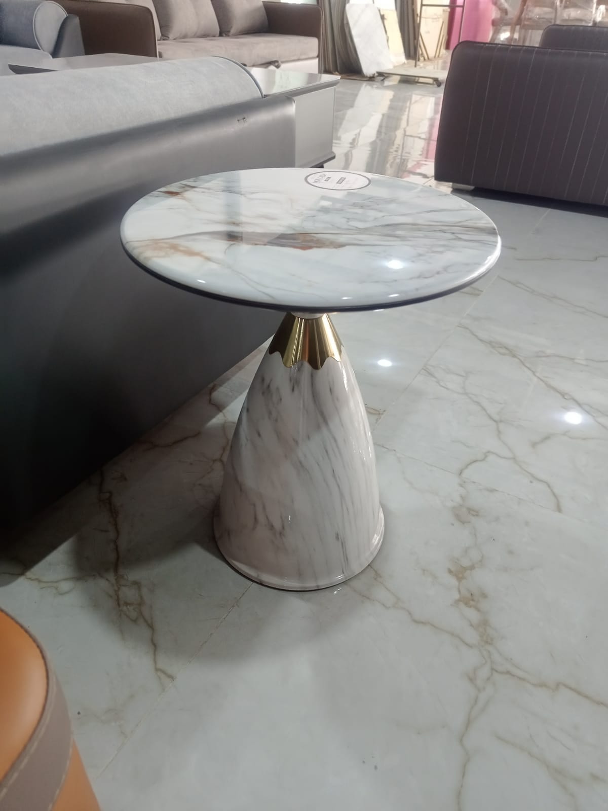 MGR New Corner Table With Marble Top Metal Base