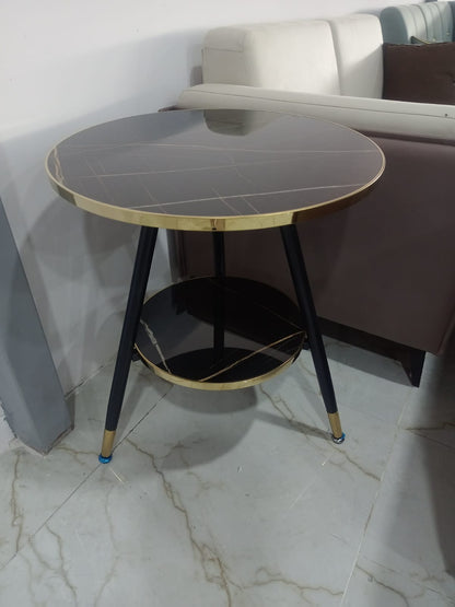 MGR New Double Decker Corner Table With Metal Base MDF Top