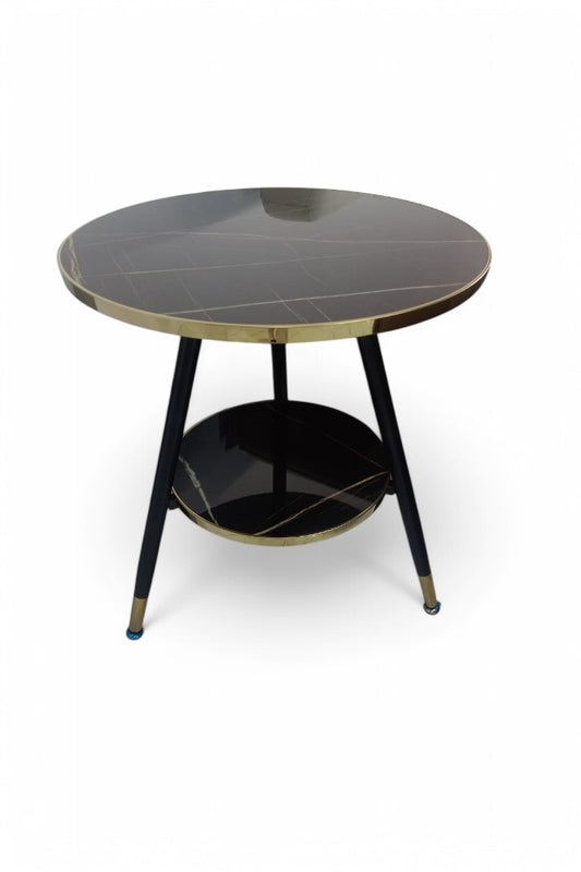 MGR New Double Decker Corner Table With Metal Base MDF Top