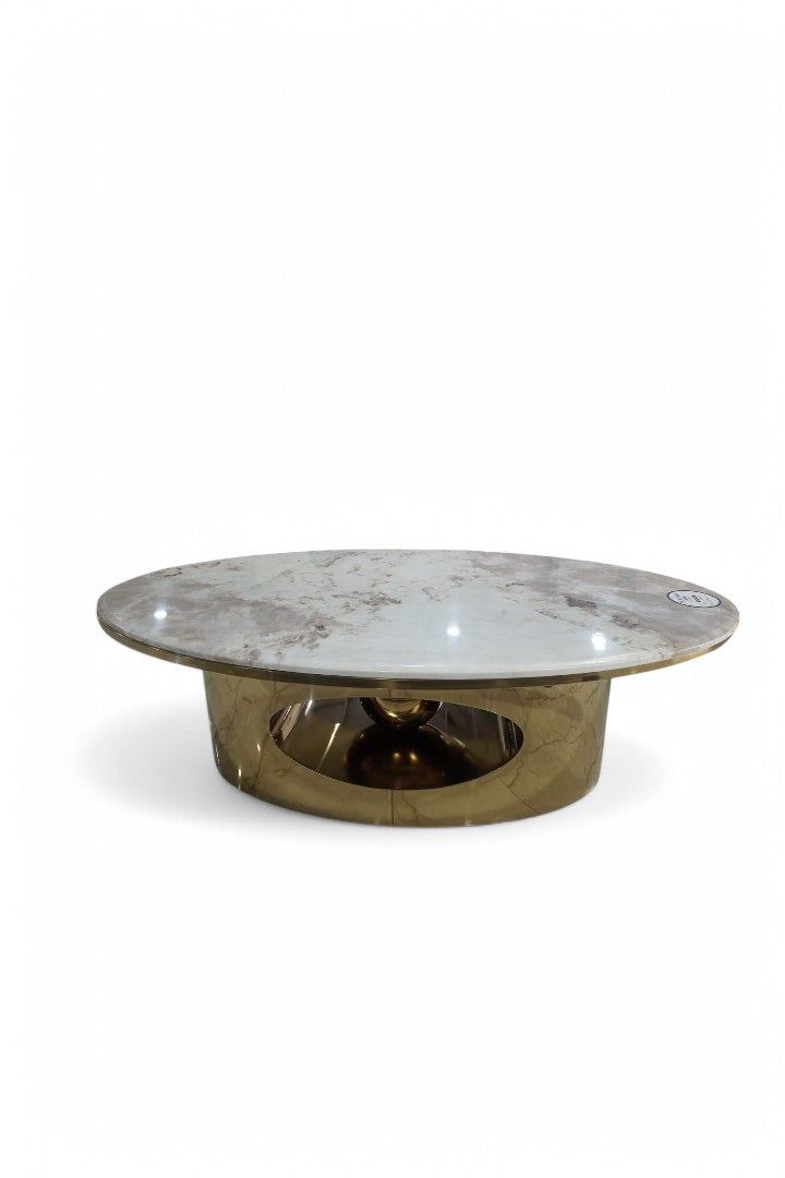 MGR New Marble Top PVD Coated Gold Colour Center Table