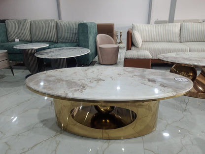 MGR New Marble Top PVD Coated Gold Colour Center Table