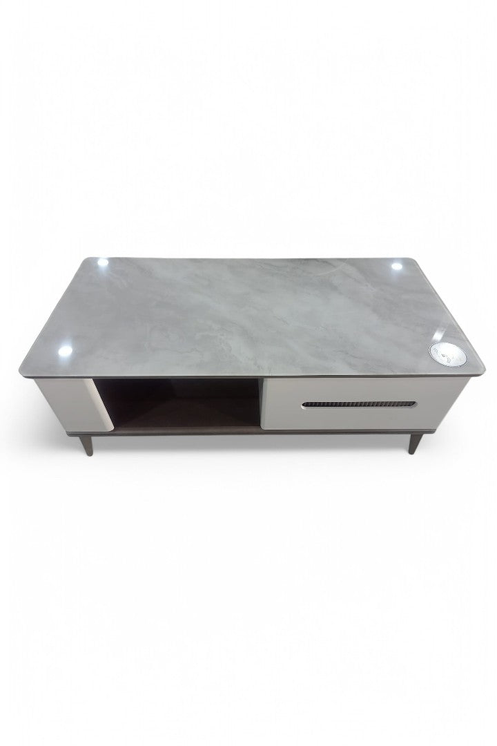 MGR New MDF Center Table With Glass Top