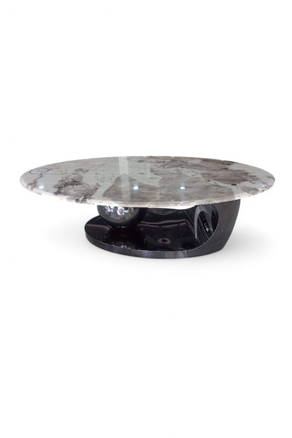 MGR New Grey Colour Marble Top Metal Base Center Table