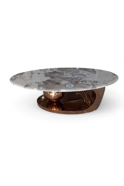 MGR New PVD Center table In Rose Gold Colour With Marble Top