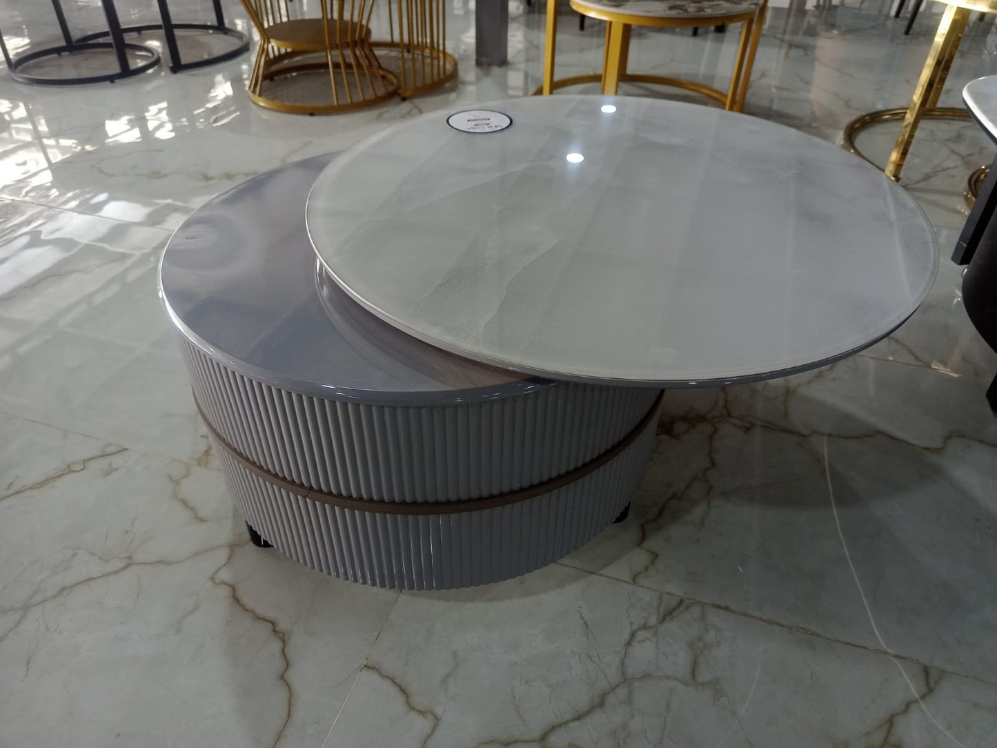 MGR New 360 degree Rotated Center Table With Glass Top