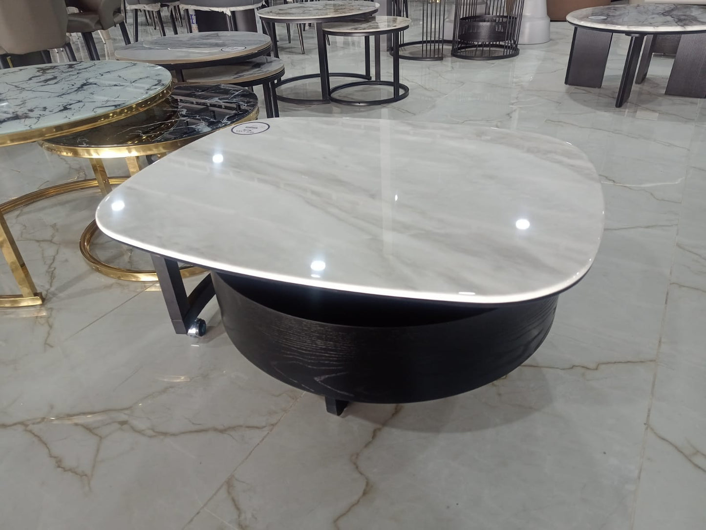 MGR New 360 Rotated Center Table With Glass Top