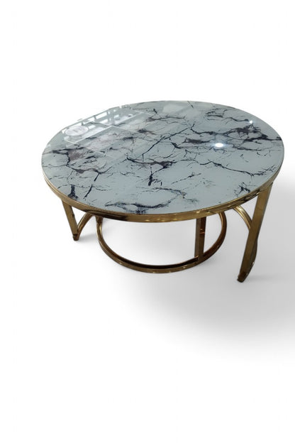 MGR New Economy Glass Top Center Table In Gold Colour