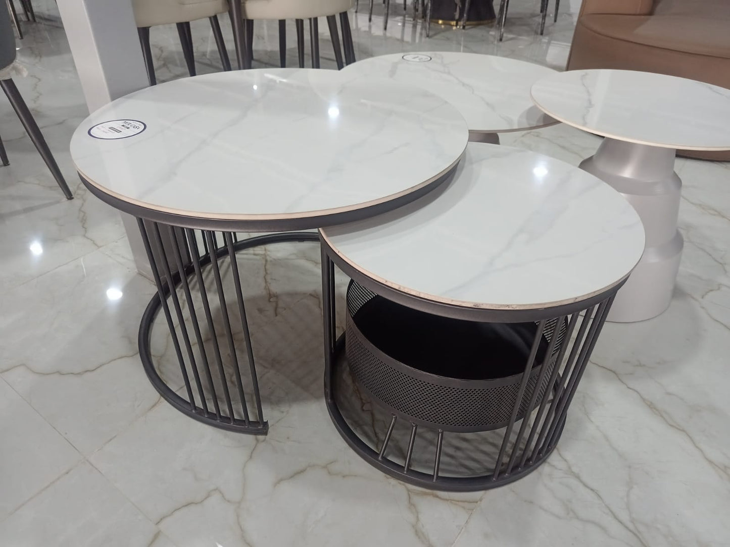 MGR New Black Colour Center Table With Ceramic Top