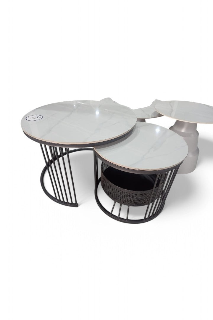 MGR New Black Colour Center Table With Ceramic Top