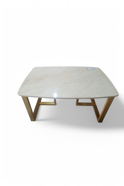 MGR New Ceramic Top Metal Base Center Table in Gold Colour