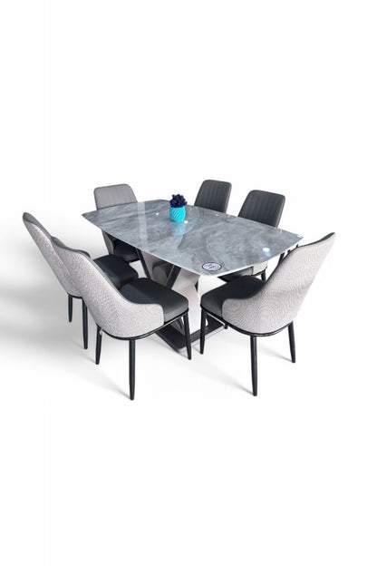 MGR New Six Seater Dining Table Set With Marble Top