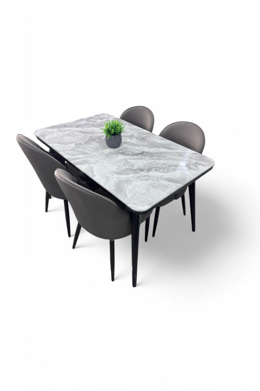 MGR New Four Seater Dining Table Set With Marble Top