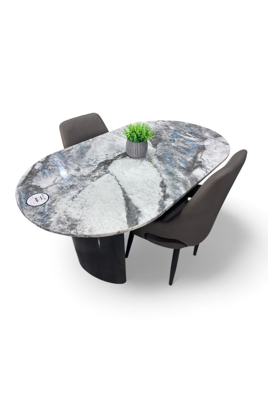 MGR New Oval Shape Four Seater Marble Top Dining Table