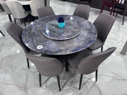 MGR New Six Seater Round Dining Table Set With Marble Top