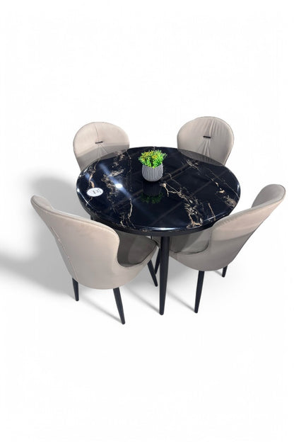 MGR New four Seater Round Dining Table Set With Marble Top