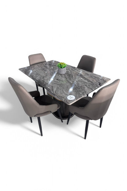 MGR New Center Base four Seater Dining Table Set With Marble Top