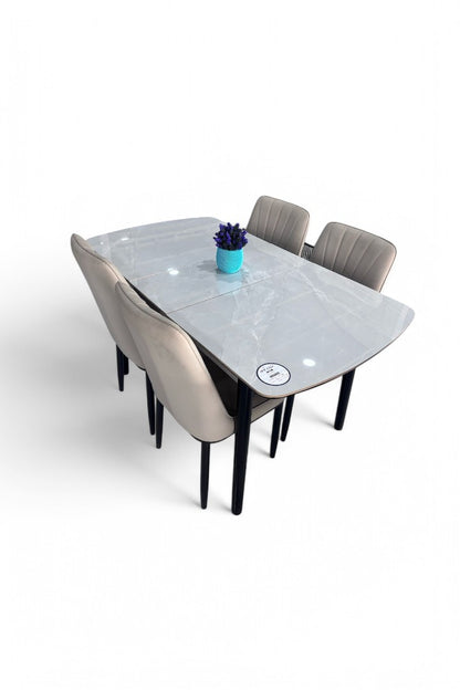 MGR New Folding Four Seater Dining Table Set With Marble Top