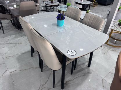 MGR New Folding Four Seater Dining Table Set With Marble Top