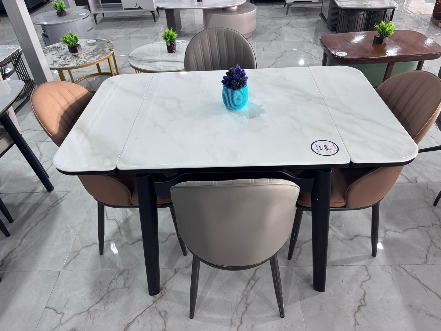 MGR New Four Seater Folding Dining Table Set With Marble Top