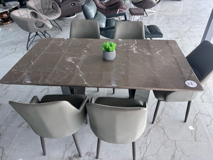 MGR New Italian Marble Top Six Seater Dining Table With Center Base