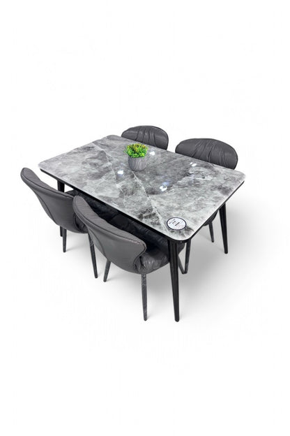 MGR New Four Seater Dining Table Set With Marble Top