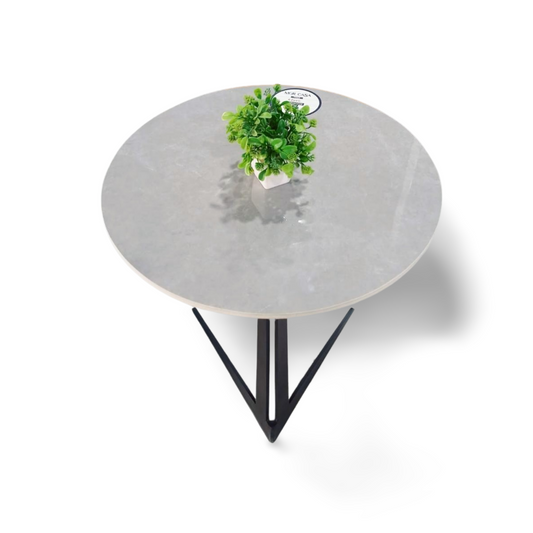 MGR New Ceramic Top and Metal Corner Table In Grey Colour