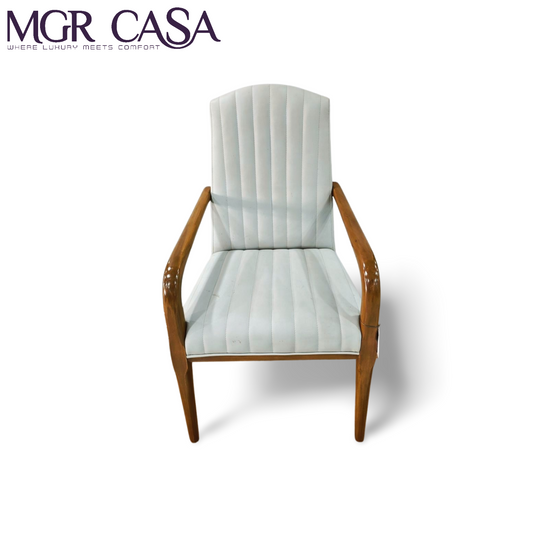 MGR WOODEN FRAME TEAK WOOD CUSTOMIZABLE VERTICAL LINE DINING CHAIR