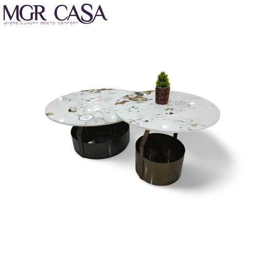 MGR MARBLE TOP METAL BASE, MARBLE TOP METAL BASE TWO PEICE CENTER TABLE SET