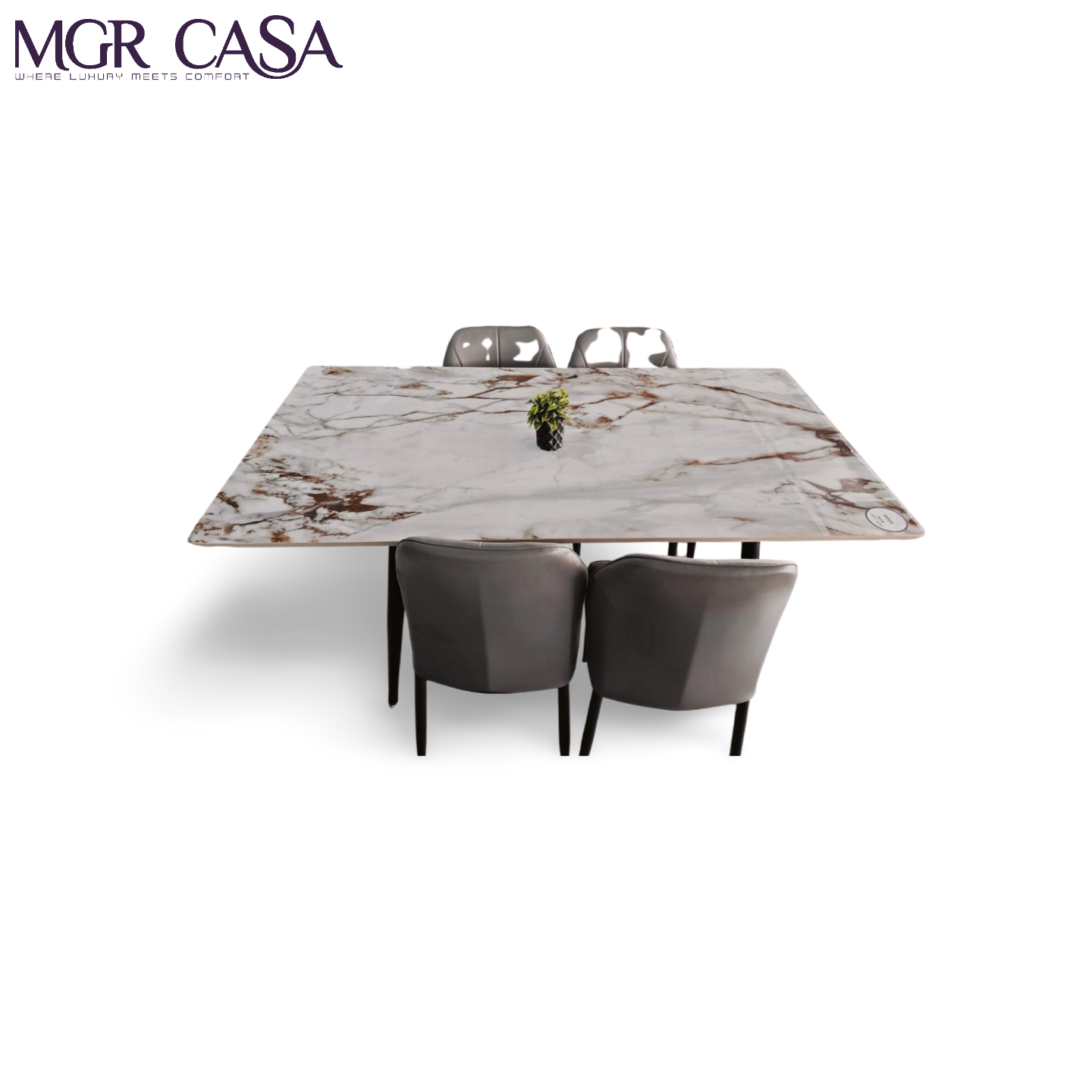 MGR CERAMIC TOP METAL BASE 4 SEATER DINNING TABLE SET