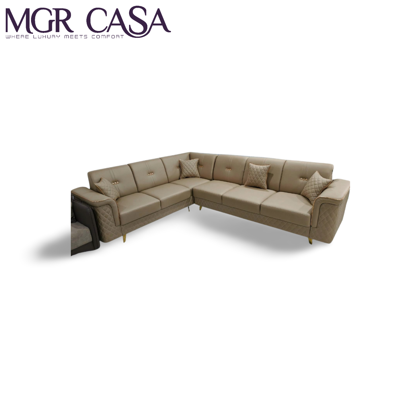 MGR Golden Button L Shape Sofa