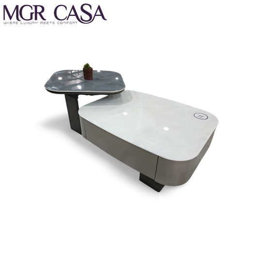 MGR ARTIFICIAL MARBLE TOP ENGINEERING WOOD BASE, MARBLE TOP METAL BASE TWO PEICE CENTER TABLE SET
