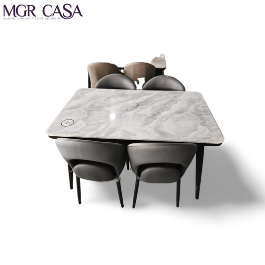 MGR MARBLE TOP METAL BASE 4 SEATER  IMPORTED DINING TABLE SET