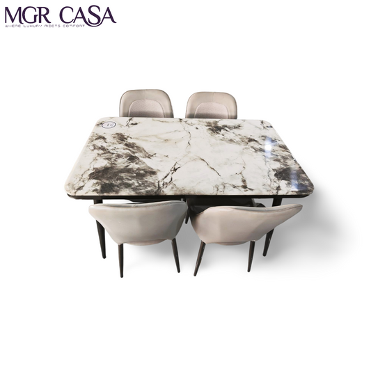 MGR MARBLE TOP METAL BASE 4 SEATER  IMPORTED DINING TABLE SET