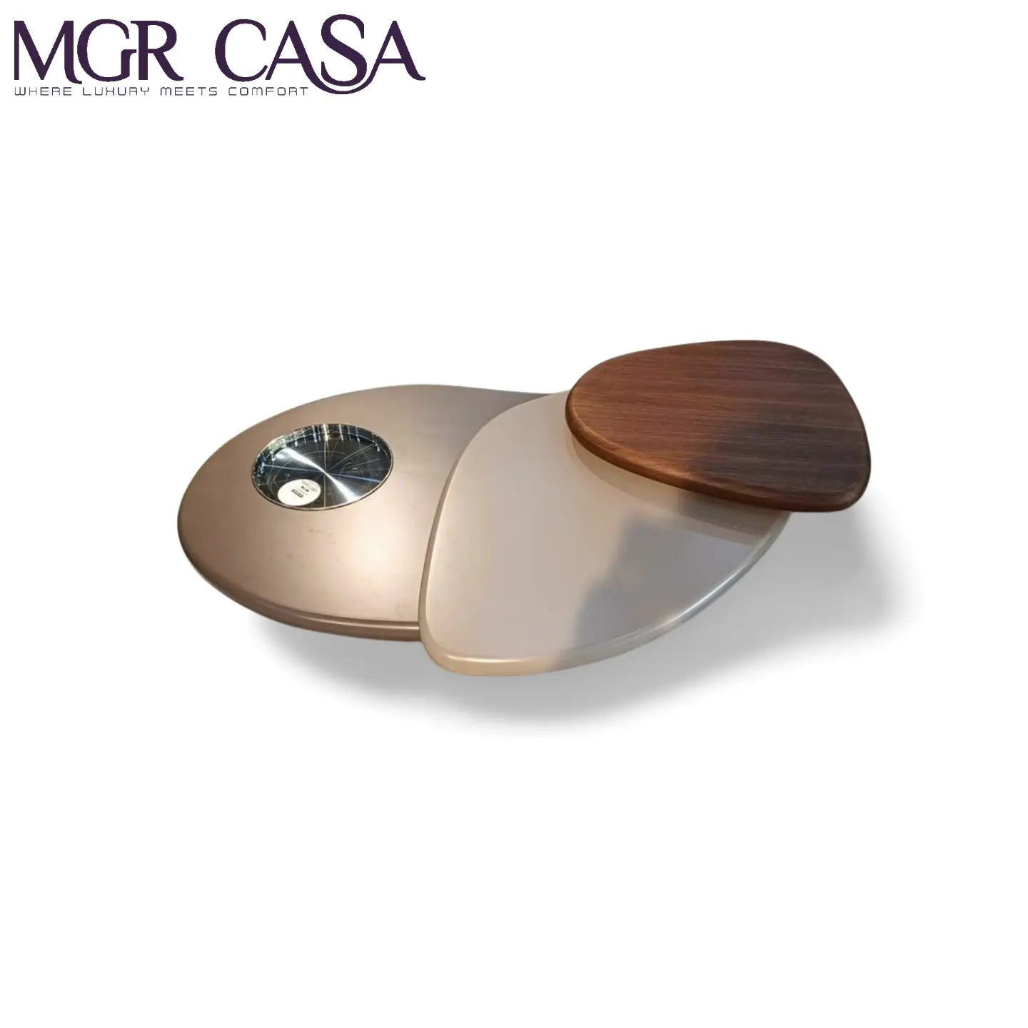 MGR WOODEN UNIQUE DESIGN 3 STEP ROTATABLE CENTER TABLE SET