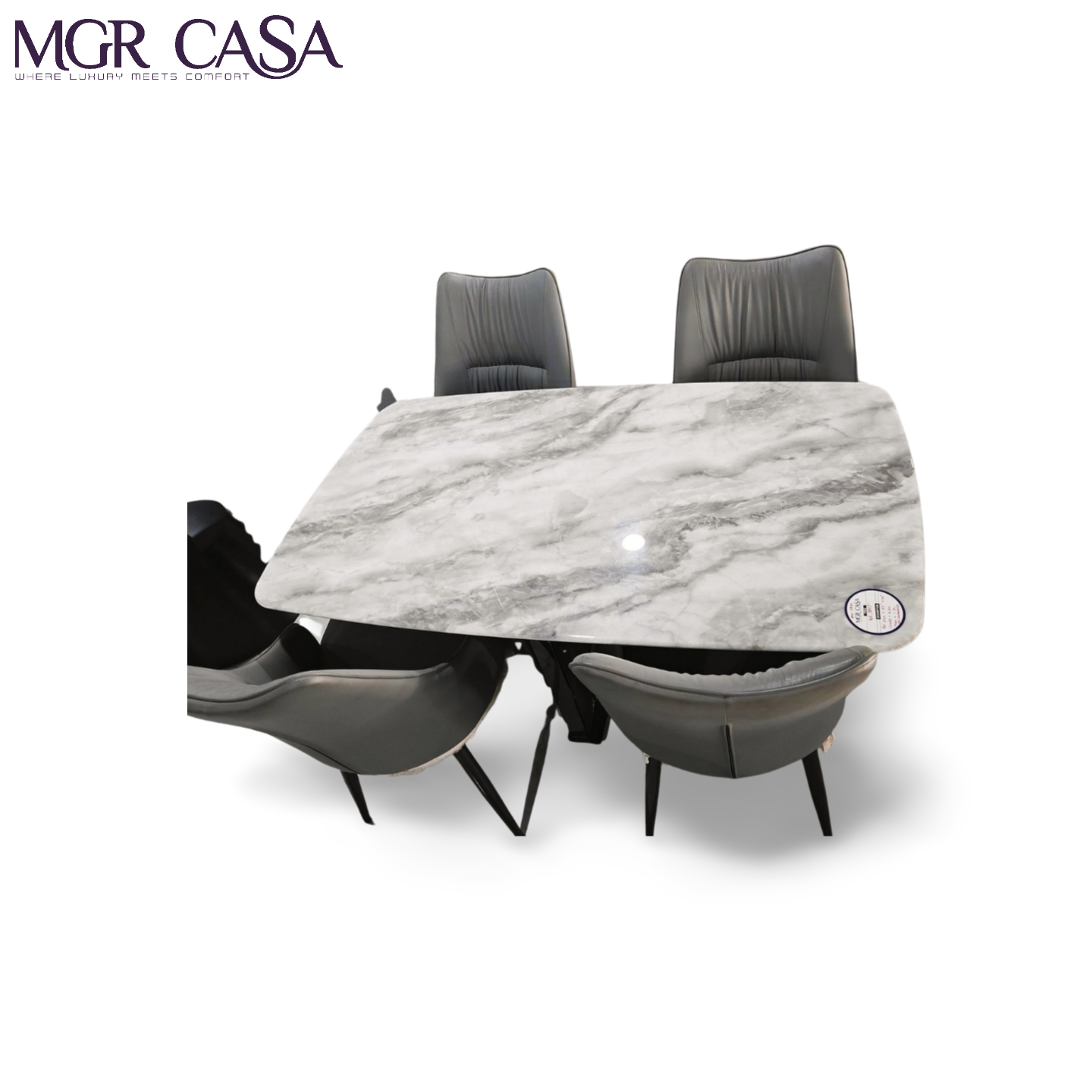 MGR MARBLE TOP METAL BASE 4 SEATER  IMPORTED DINING TABLE SET