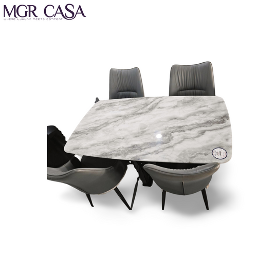 MGR MARBLE TOP METAL BASE 4 SEATER  IMPORTED DINING TABLE SET